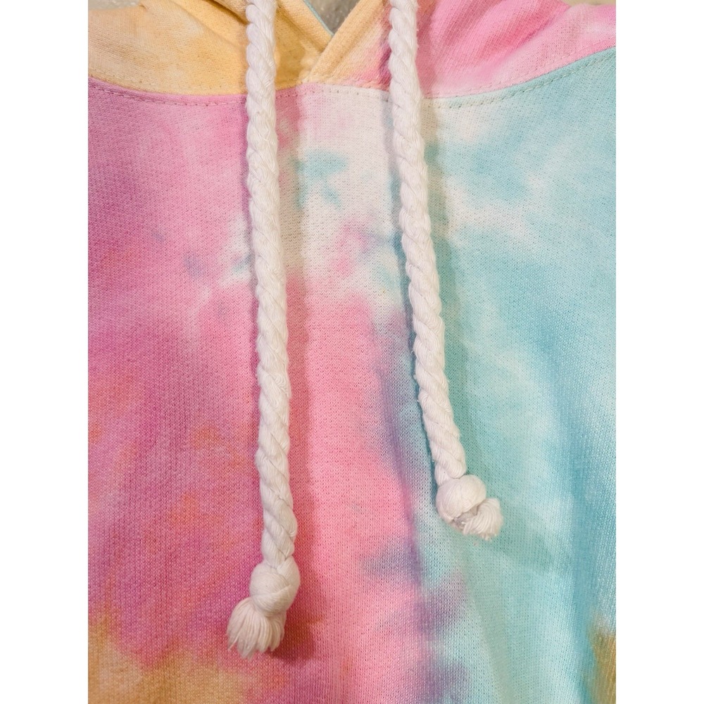 Exist Tie Dye Cropped Oversized Hoodie Pink Surfer Beach Y2K Size S - Picture 3 of 5